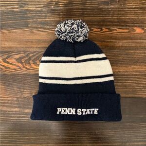 Penn State Navy and White Beanie with Pom